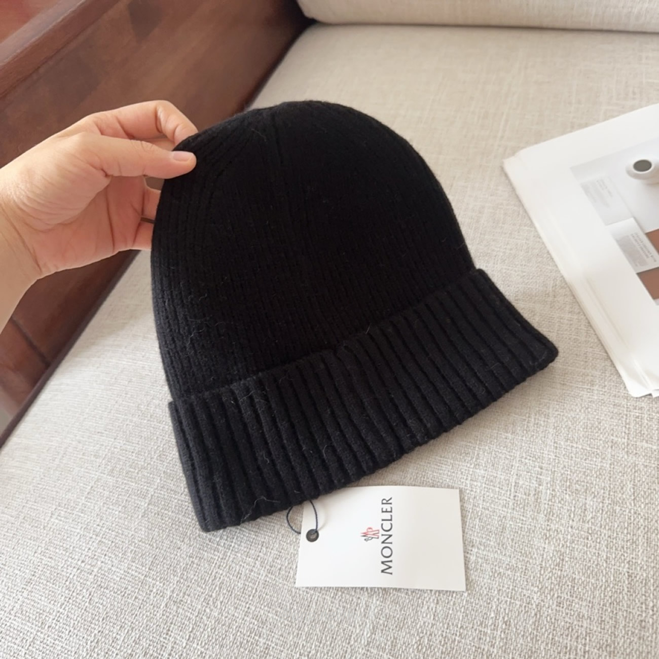 Moncler Logo Patch Beanie Black (4) - newkick.cc